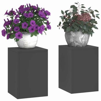 Outdoor Pflanzenständer Säule 2er Set Schwarz 24x24x35 cm Stahl