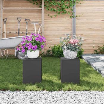 Outdoor Pflanzenständer Säule 2er Set Schwarz 24x24x35 cm Stahl