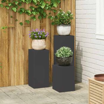 ARDEBO.de - Outdoor Pflanzenständer Säule 3er Set Schwarz Stahl