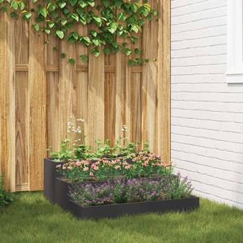 ARDEBO.de - Gartenpflanzer 3-stufig 90x90x35 cm Schwarz Stahl