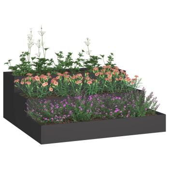 Gartenpflanzer 3-stufig 90x90x35 cm Schwarz Stahl