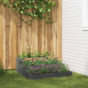 ARDEBO.de - Gartenpflanzer 3-stufig 90x90x35 cm Anthrazitstahl