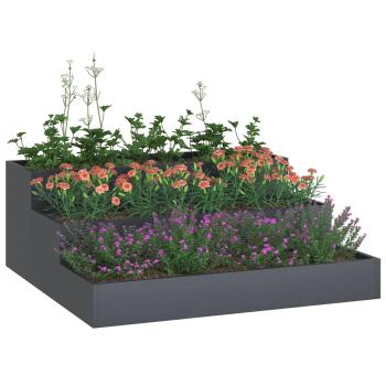 Gartenpflanzer 3-stufig 90x90x35 cm Anthrazitstahl