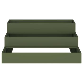 Gartenpflanzer 3-stufig 90x90x35 cm olivgrün Stahl