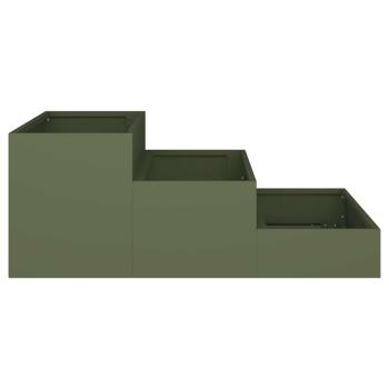 Gartenpflanzer 3-stufig 90x90x35 cm olivgrün Stahl