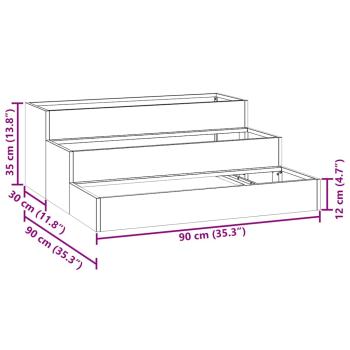 Gartenpflanzer 3-stufig 90x90x35 cm aus Edelstahl