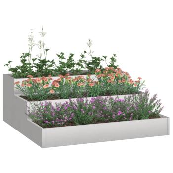 Gartenpflanzer 3-stufig 90x90x35 cm aus Edelstahl
