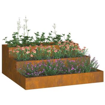 Gartenpflanzer 3-stufig 90x90x35 cm Wetterfestes Stahl
