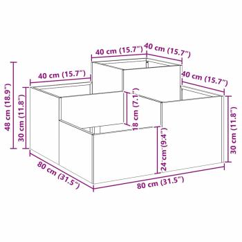 Garten Pflanztopf 80x80x48 cm Edelstahl