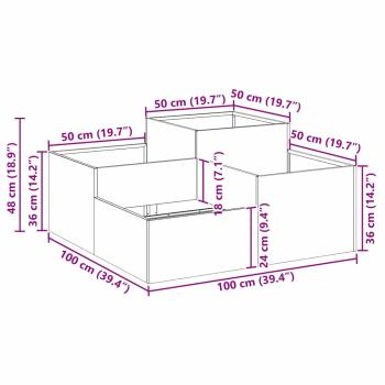 Gartenpflanzer 100x100x48 cm Wetterstahl