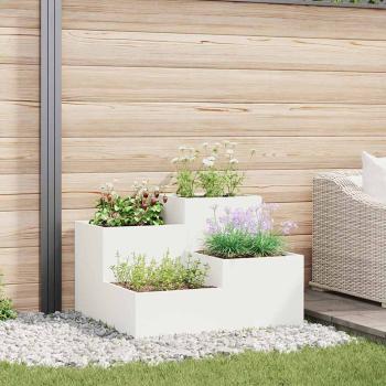 ARDEBO.de - Gartenpflanzer 80x80x60 cm Weiß Stahl