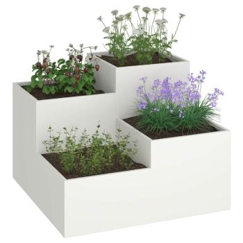 Gartenpflanzer 80x80x60 cm Weiß Stahl