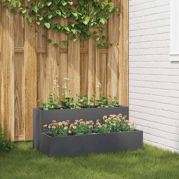 ARDEBO.de - Gartenpflanzer 2-stufig 100x60x45 cm anthrazit Stahl