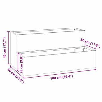 Gartenpflanzer 2-Tier 100x60x45 cm Edelstahl