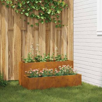 ARDEBO.de - Gartenpflanzer 2-stufig 100x60x45 cm Wetterstahl