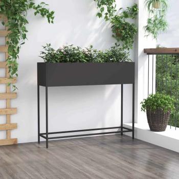 Hochbeet 100x26x82 cm Schwarz Stahl