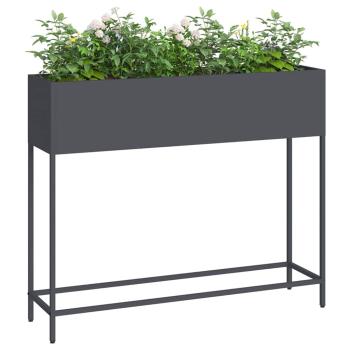 Erhöhter Gartenplanter 100x26x82 cm Anthrazit Stahl