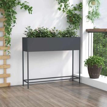 Erhöhter Gartenplanter 100x26x82 cm Anthrazit Stahl
