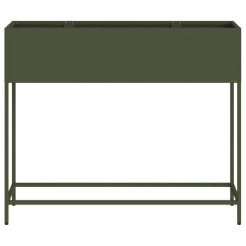 Erhöhter Gartenpflanzer 100x26x82 cm Olivgrün Stahl