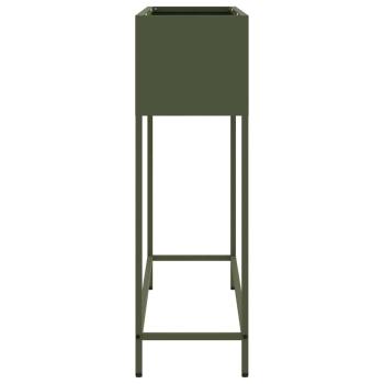 Erhöhter Gartenpflanzer 100x26x82 cm Olivgrün Stahl
