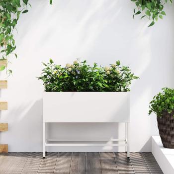 ARDEBO.de - Erhöhter Gartenpflanzer 60x26x45 cm Weiß Stahl