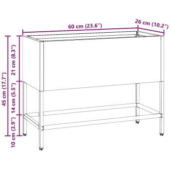 Erhöhter Gartenpflanzer 60x26x45 cm Weiß Stahl