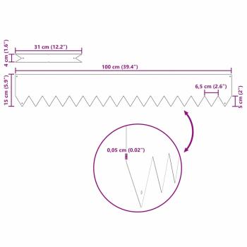 Rasenrandsteine 10 Stück 100x0,5x15 cm Verwitterter Stahl