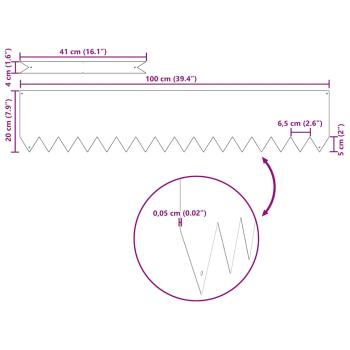 Rasenrandsteine 20 Stück Anthrazit 100x0,5x20 cm Stahl