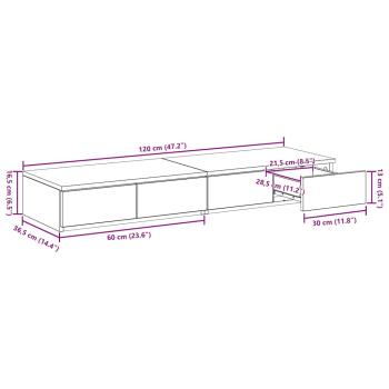 Bettkommoden Rauch-Eiche 120x36,5x16,5 cm Holzwerkstoff