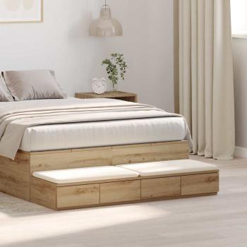 ARDEBO.de - Bett mit Schubladen Artisan Eiche 120x36,5x16,5 cm Holzwerkstoff