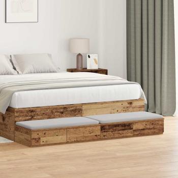 ARDEBO.de - Bett-Schubladen Grau Sonoma 140x36,5x16,5 cm Ingenieurholz