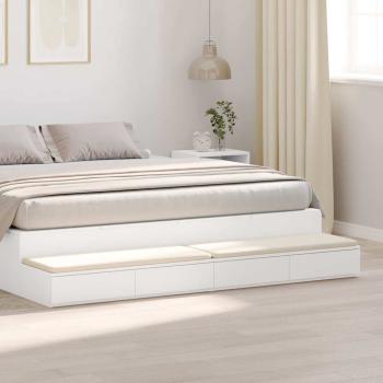 ARDEBO.de - Bett-Schubladen Weiß 180x36,5x16,5 cm aus Holzwerkstoff