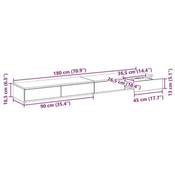 Bett-Schubladen Weiß 180x36,5x16,5 cm aus Holzwerkstoff