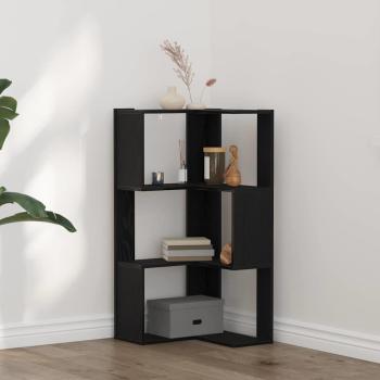 ARDEBO.de - Eck-Bücherregal 3-Tier Schwarz Eiche 50x50x102 cm Ingenieurholz
