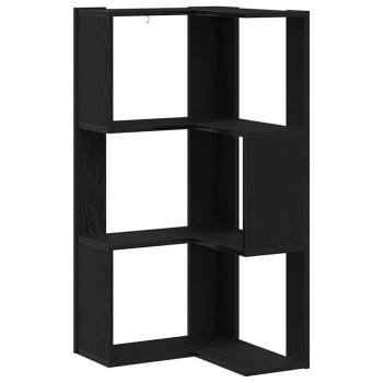 Eck-Bücherregal 3-Tier Schwarz Eiche 50x50x102 cm Ingenieurholz