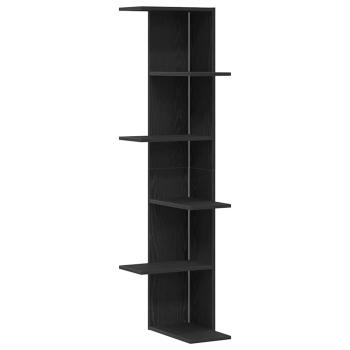 Wand-Eckregal Schwarz Eiche 36,5x36,5x140 cm Werkstoff