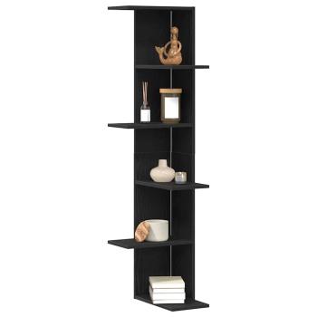 Wand-Eckregal Schwarz Eiche 36,5x36,5x140 cm Werkstoff