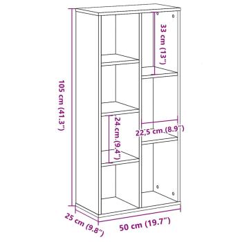 Bücherregal Schwarze Eiche 50x25x105 cm Holzwerkstoff