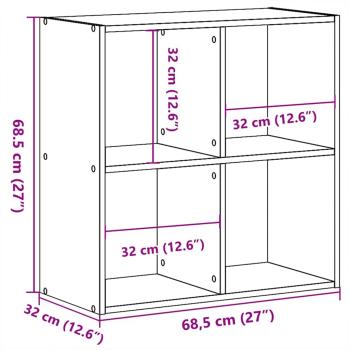 Bücherregal Schwarz Eiche 68,5x32x68,5 cm Holzwerkstoff