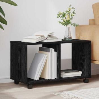 ARDEBO.de - Beistelltisch mit Rollen Schwarz Eiche 72x33x42,5 cm Spanplatte