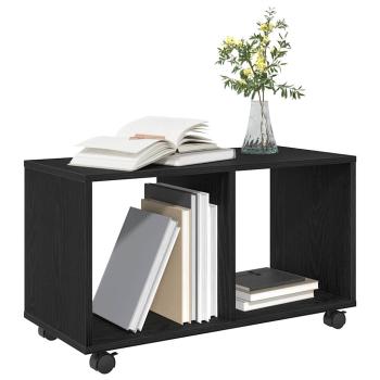 Beistelltisch mit Rollen Schwarz Eiche 72x33x42,5 cm Spanplatte