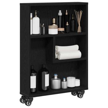 Schmaler Aufbewahrungstrolley Schwarze Eiche 48x13x68 cm Holzwerkstoff