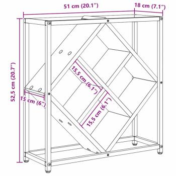 Weinregale Geräucherte Eiche Metallrahmen und Holzböden Mittel