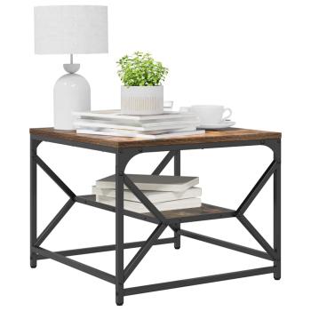 Couchtisch mit Regal in Rauch-Eiche 51x50x40 cm aus Faserholz