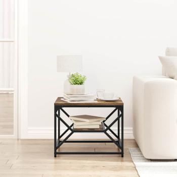 Couchtisch mit Regal in Rauch-Eiche 51x50x40 cm aus Faserholz