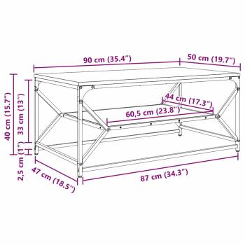 Couchtisch mit Regal aus Artisan-Eiche, 90x50x40 cm, Holzwerkstoff
