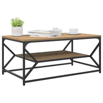 Couchtisch mit Regal aus Artisan-Eiche, 90x50x40 cm, Holzwerkstoff