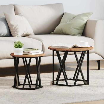 ARDEBO.de - Nesting Beistelltische 2er Set aus Altholz