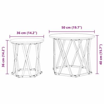 Nesting Beistelltische 2er Set aus Altholz