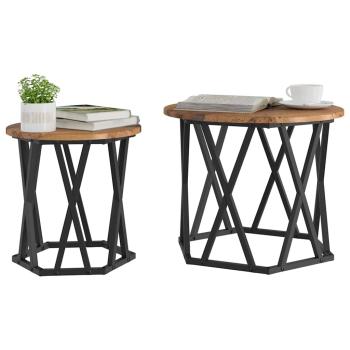 Nesting Beistelltische 2er Set aus Altholz